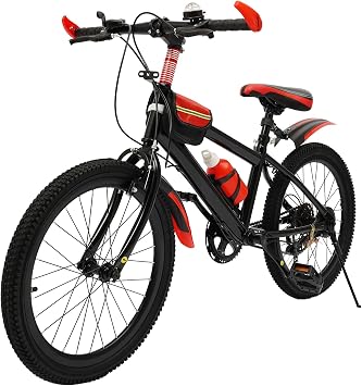 20 Inch 7 Gang Mountain Kids Bicycle, children Bike Maximum weight capacity 85 kg, Multiple Colors red green, for Boys Girls and teen Unisex