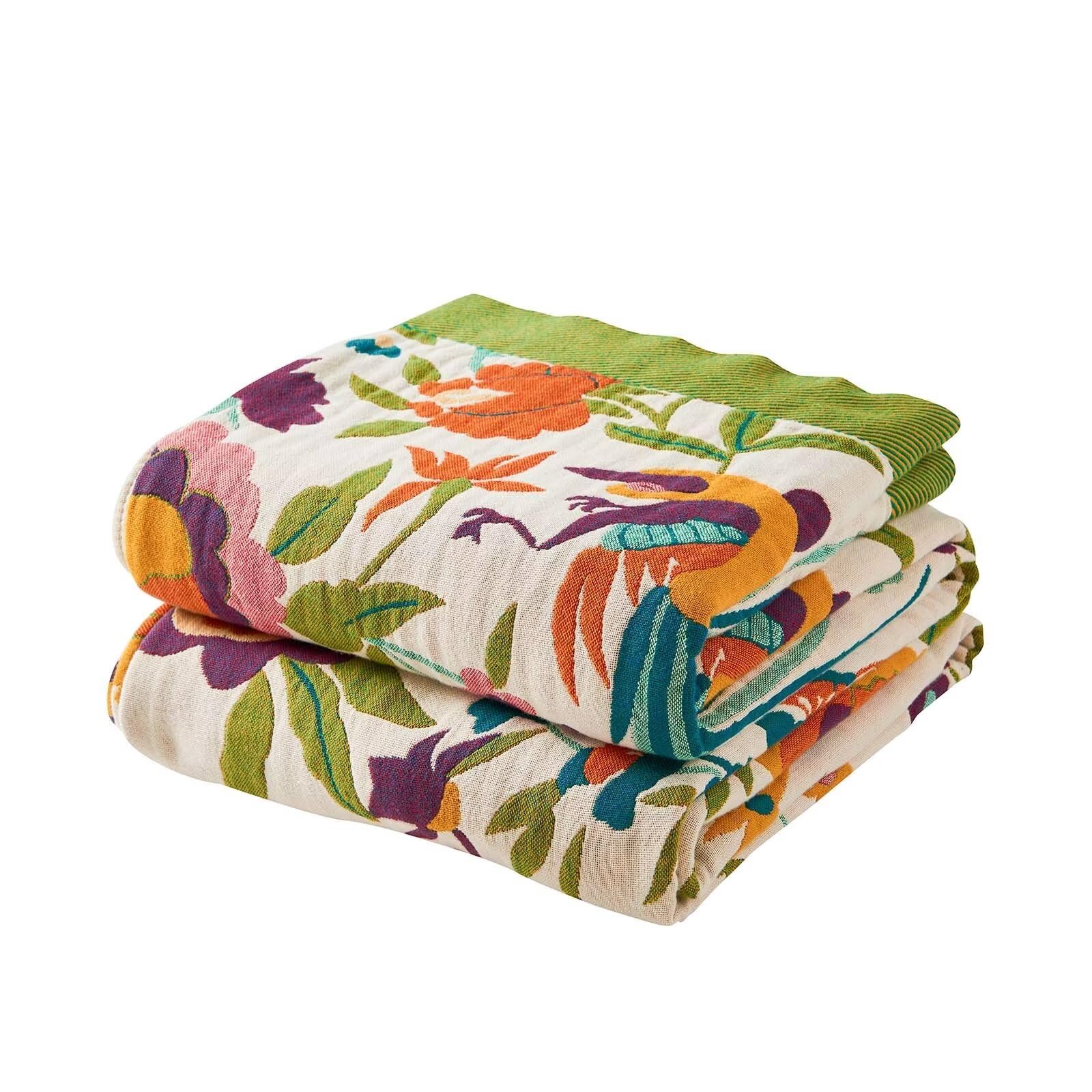 Photo 1 of **DESIGN DIFFERS FROM STOCK SEE PHOTO*** XIBLC Boho Floral Throw Blanket - 100% Cotton, 90"x98"