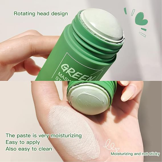 Green Tea Mask Stick for Face,2 Pack Deep Cleansing Clay Mask, Blackhead Remover & Pore Minimizer with Green Tea Extract,Oil Control & Moisturizing Ma-sk for All Skin Types,Suitable for Women and Men
