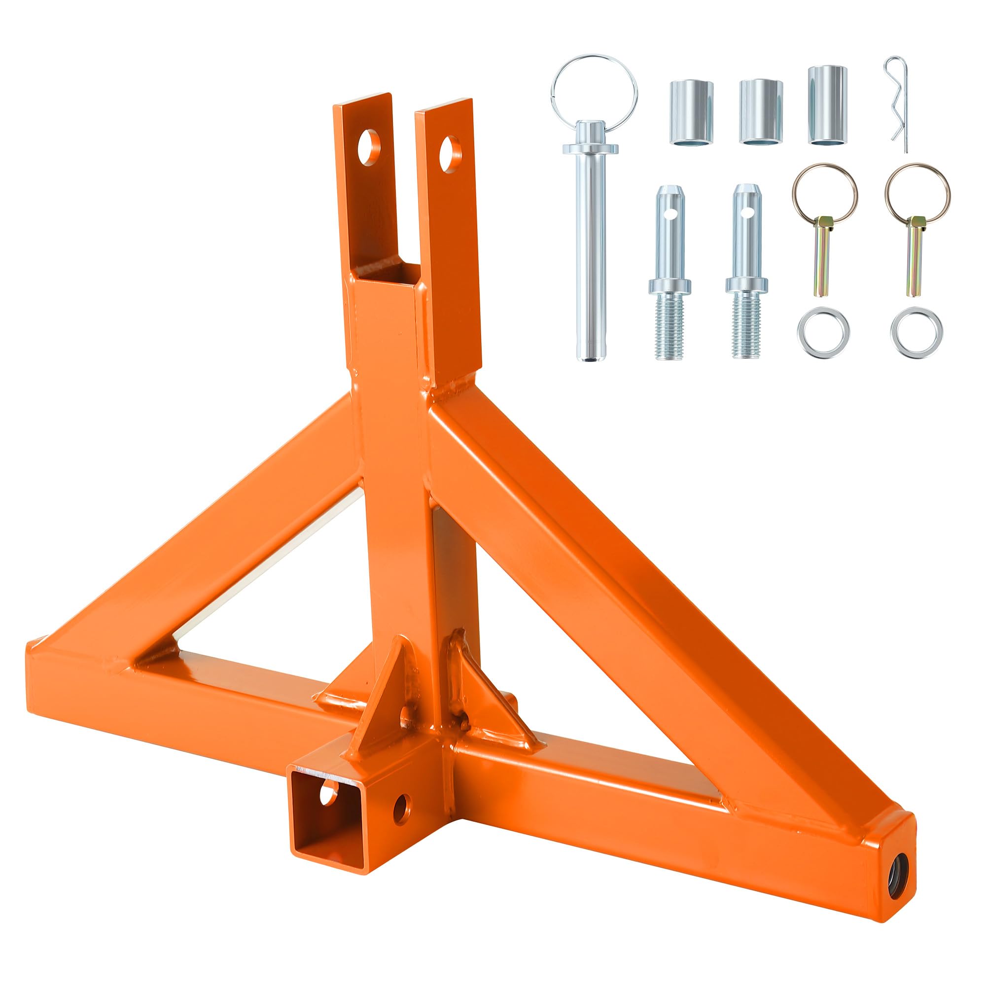 Attelage 3 points robuste Catégorie 1 pour tracteur – Récepteur 2" et crochet – Barre de remorquage rapide, compatible accessoires agricoles/remorques – Acier inoxydable 3mm – Adapté