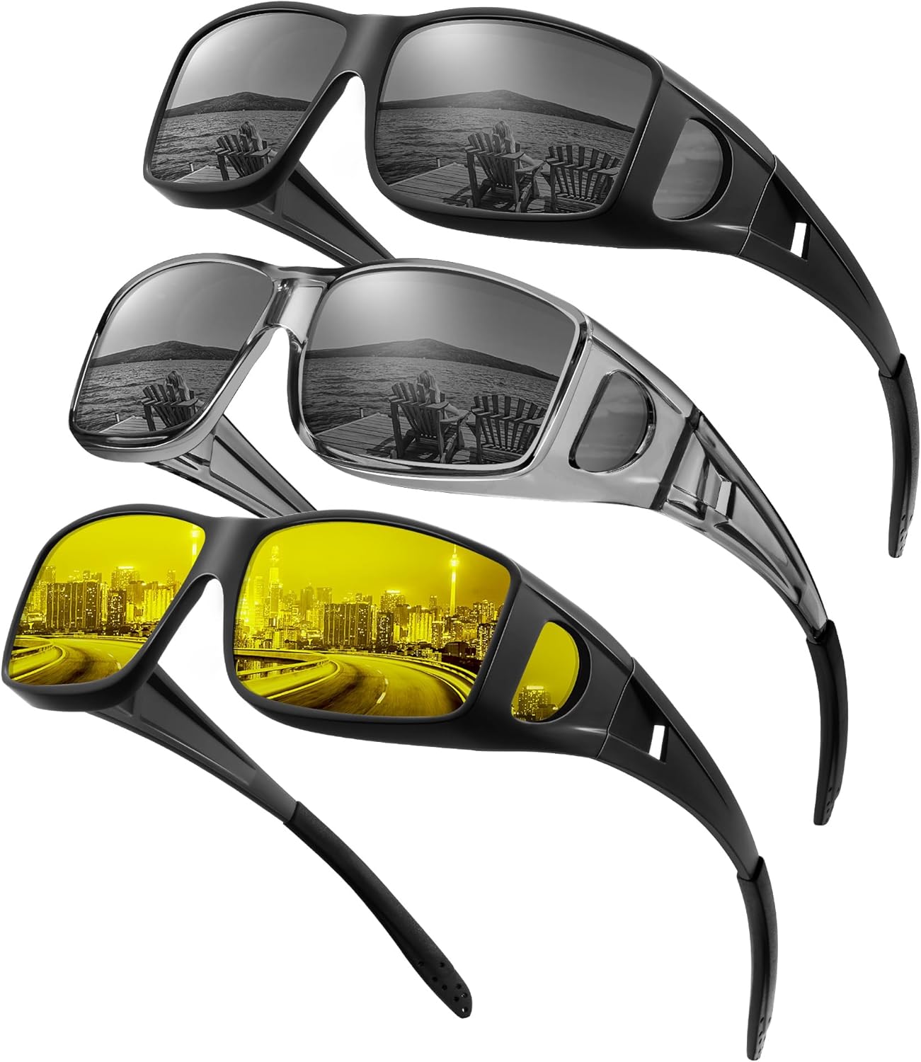 KALIYADI Sunglasses Fit-Over-Glasses Polarized Sunglasses-Men: Wrap Around Sun Glasses Womens with UV Protection for Driving