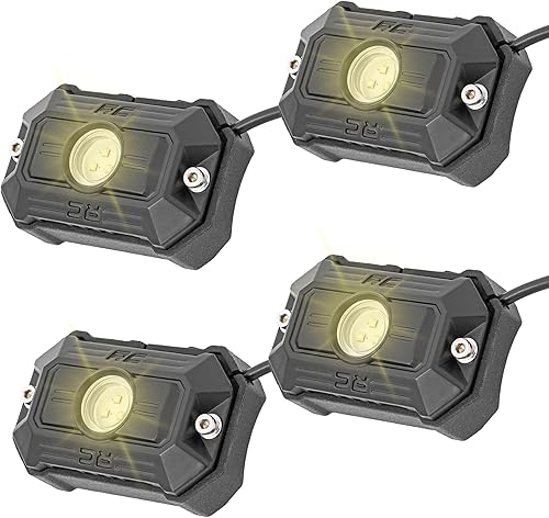 Rough Country Cápsulas de Luz LED Deluxe para Rocas con Kit de Montaje | 4 Cápsulas - 70980, Blanco