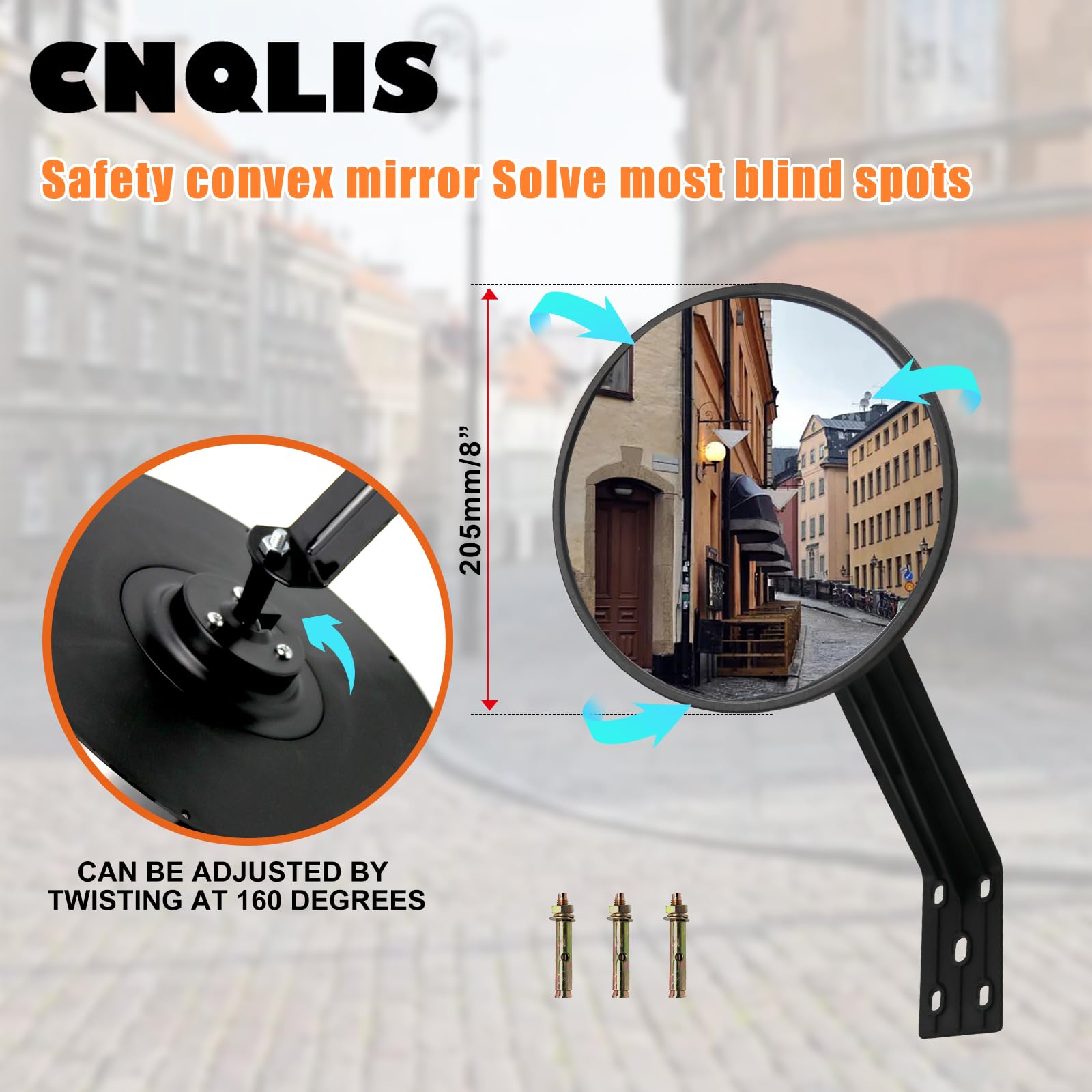 CNQLIS Espejo convexo de 20 cm, compatible con aplicaciones de tráfico al aire libre y uso en interiores en tiendas para evitar robos