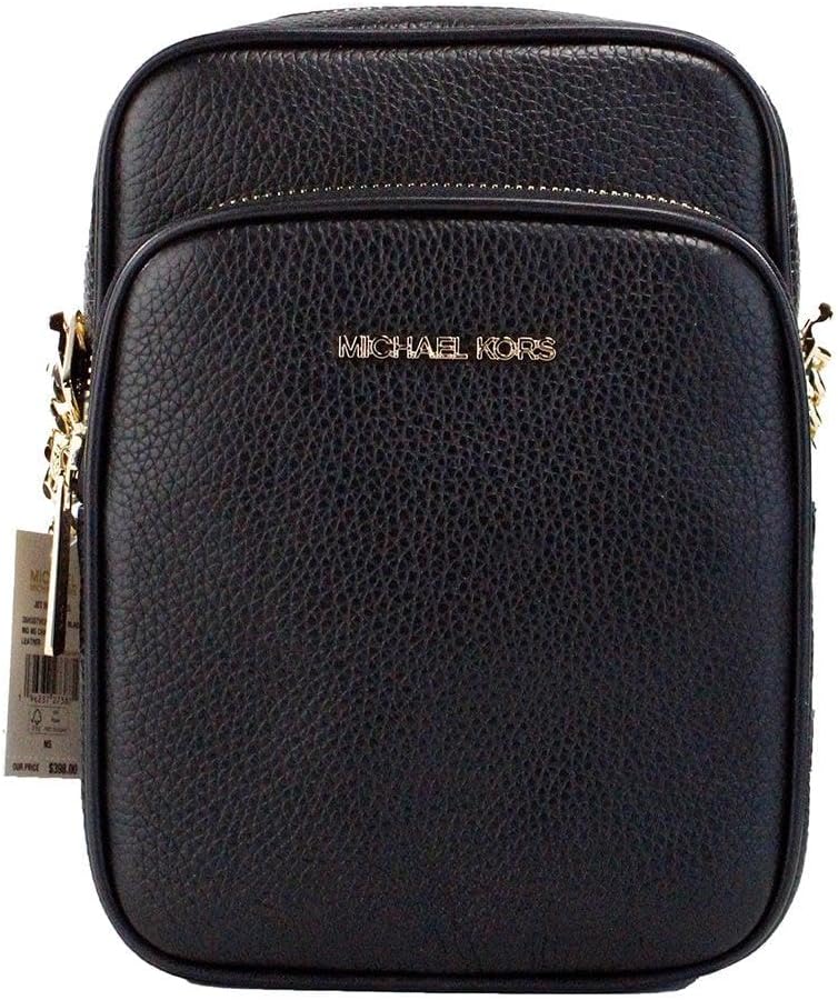 Michael Kors Jet Set Travel Pebble Leather Medium Logo Chain Crossbody Flight Bag