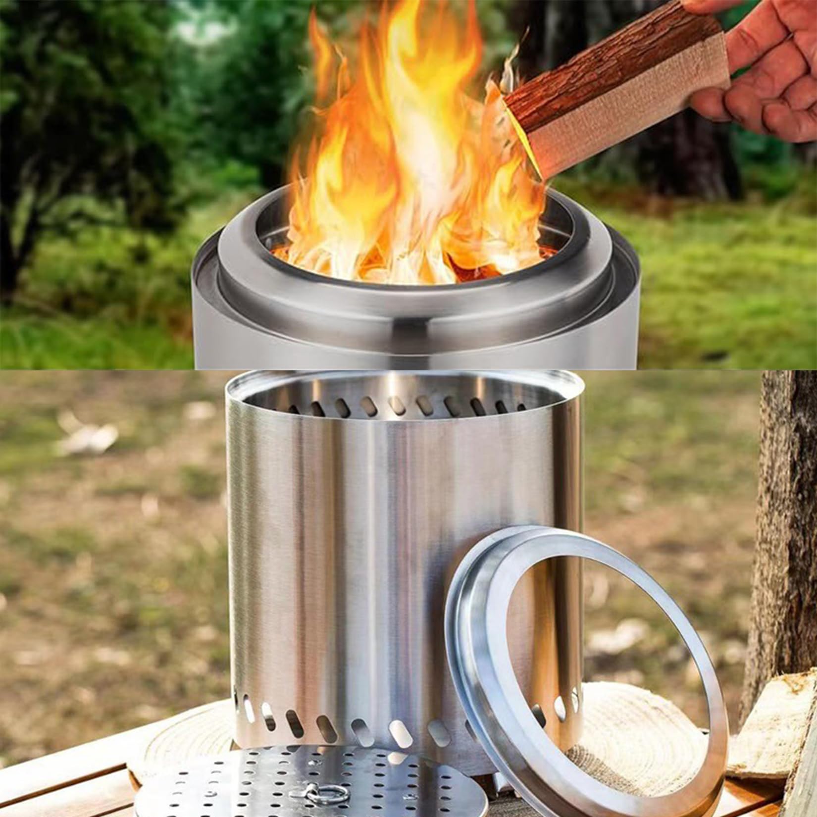 Mini Braciere Senza Fumo Braciere Piccolo Fornello Da Campeggio Per Esterni In Acciaio Inossidabile Braciere Portatile Per Legna (14 cm ⊘* 20 cm H)