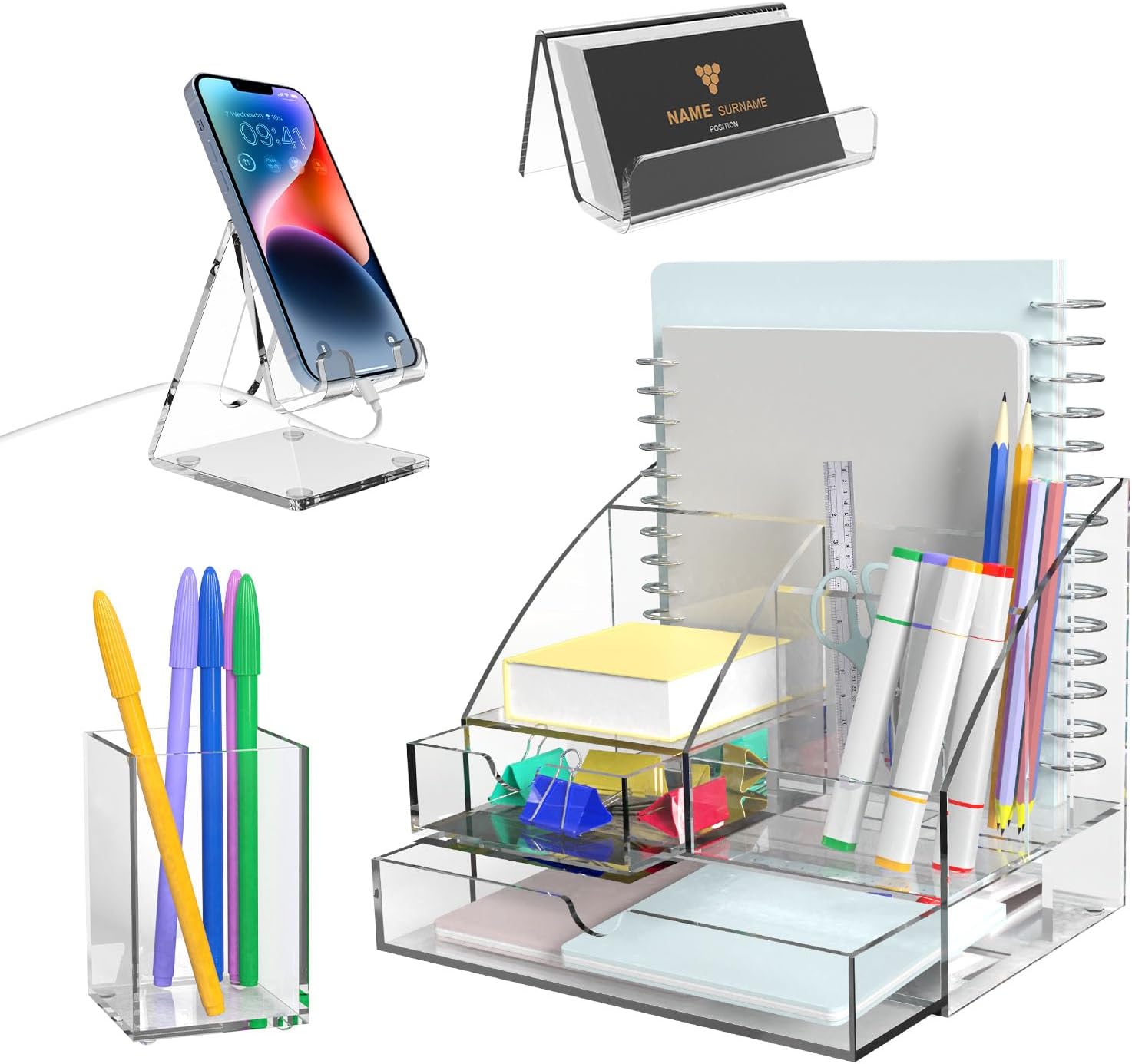 Upgraded Acrylic Desk Organizer Office Accessories with