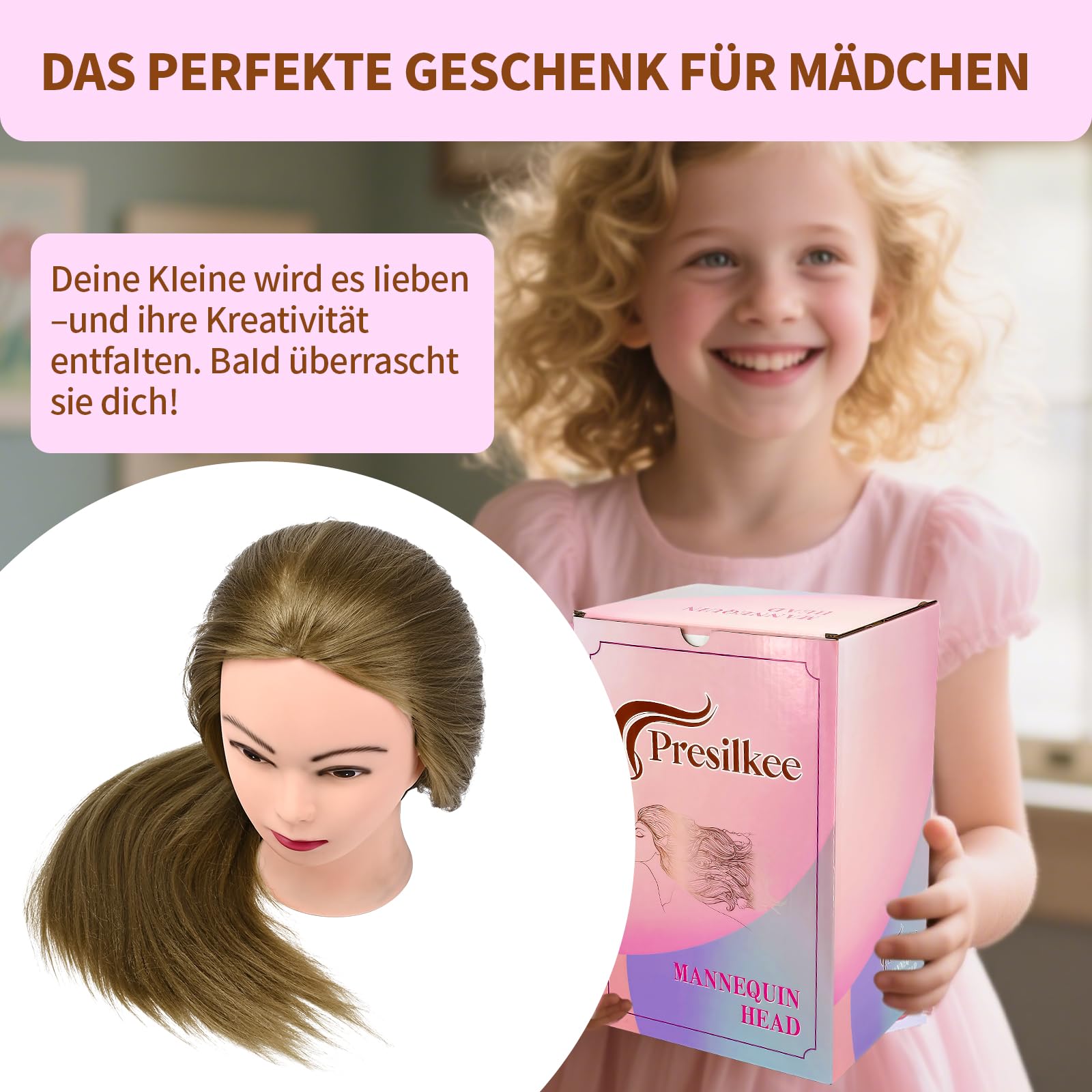 28" Frisierkopf Mit Synthetikfaser-Haar Trainingsköpfe Für Friseure Für Flecht Schneide Styling Übungen Inklusive Kostenlosem Frisierständer & Frisierwerkzeug Set (goldgelb)