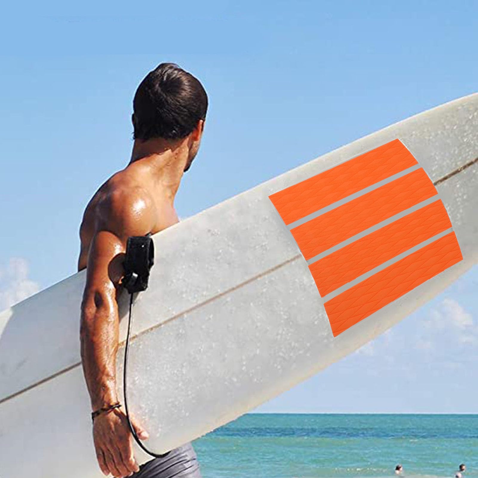 QERLONG Surfboard Traction Pads Anti Slip Front Pad for Skimboards Kayak (Orange)