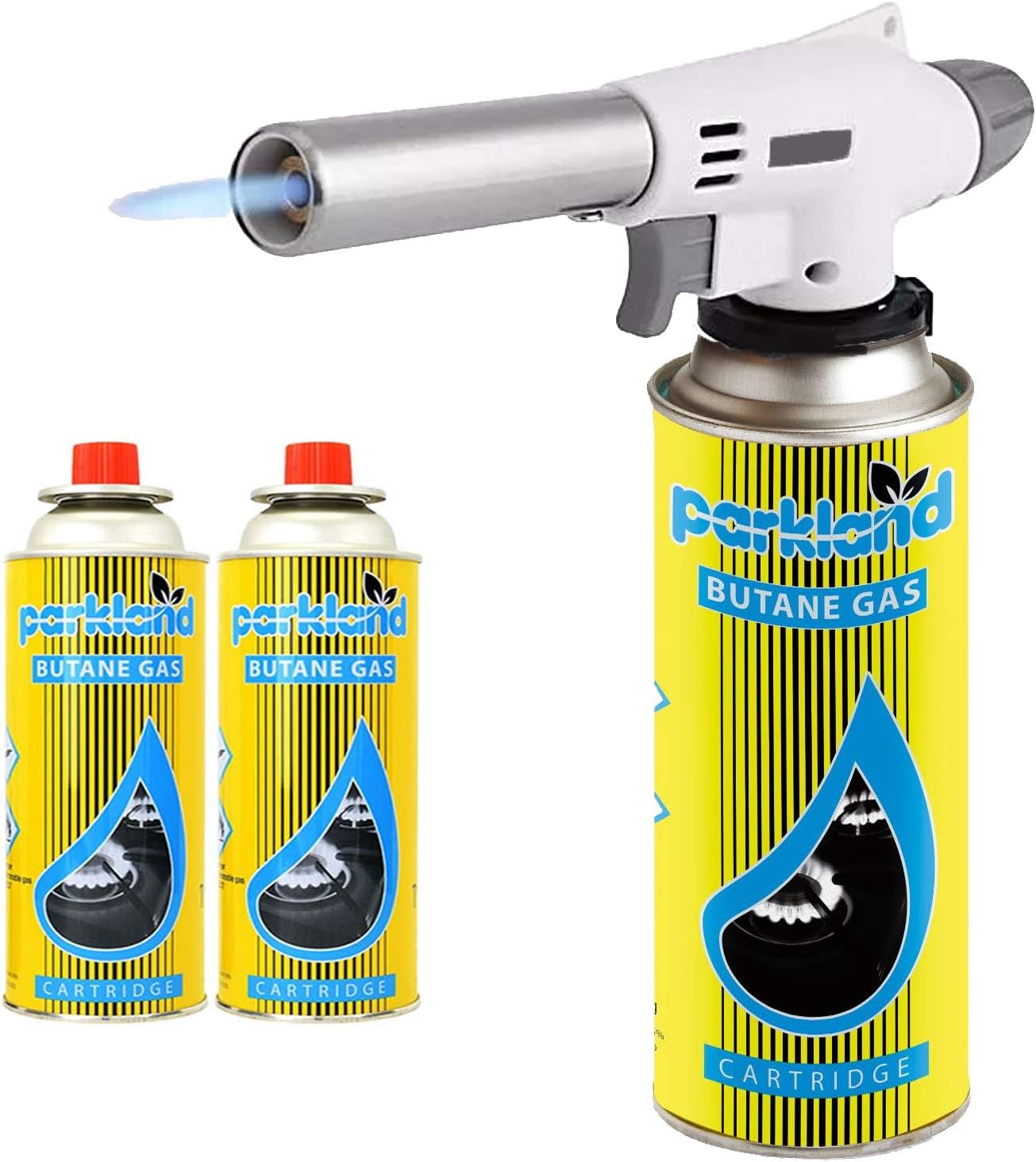 Bond Hardware® White Blow Torch Welding Iron Soldering Lighter Flame Gun Burner + Gas Refills (Gas Torch + 2 Refills)