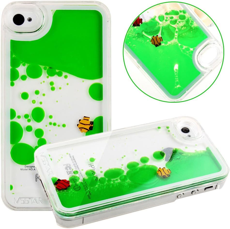iPhone SE Case,iPhone 5S Case,iPhone SE Liquid Case,Hard Case for iPhone 5S/iPhone SE,NSSTAR Creative Design Flowing Liquid Swimming Fish Hard Case for Apple iPhone SE 2016 & iPhone 5S 5 (Green)