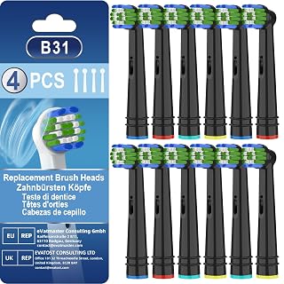 Testine di ricambio compatibili con Oral B, Testine compatibili con Oral B Pro/Advance Power/Smart/Vitality/Genius Series, Le setole circondano perfettamente i denti per rimuovere la placca, 12pzs - Amazon product rated Grade A