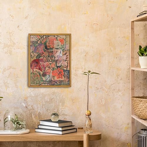Miniatura 4 de Roslynity Lienzo enmarcado clásico, óleo, ramo floral abstracto, botánico, moderno, acentos de nostalgia, naturaleza, arte estético retro para