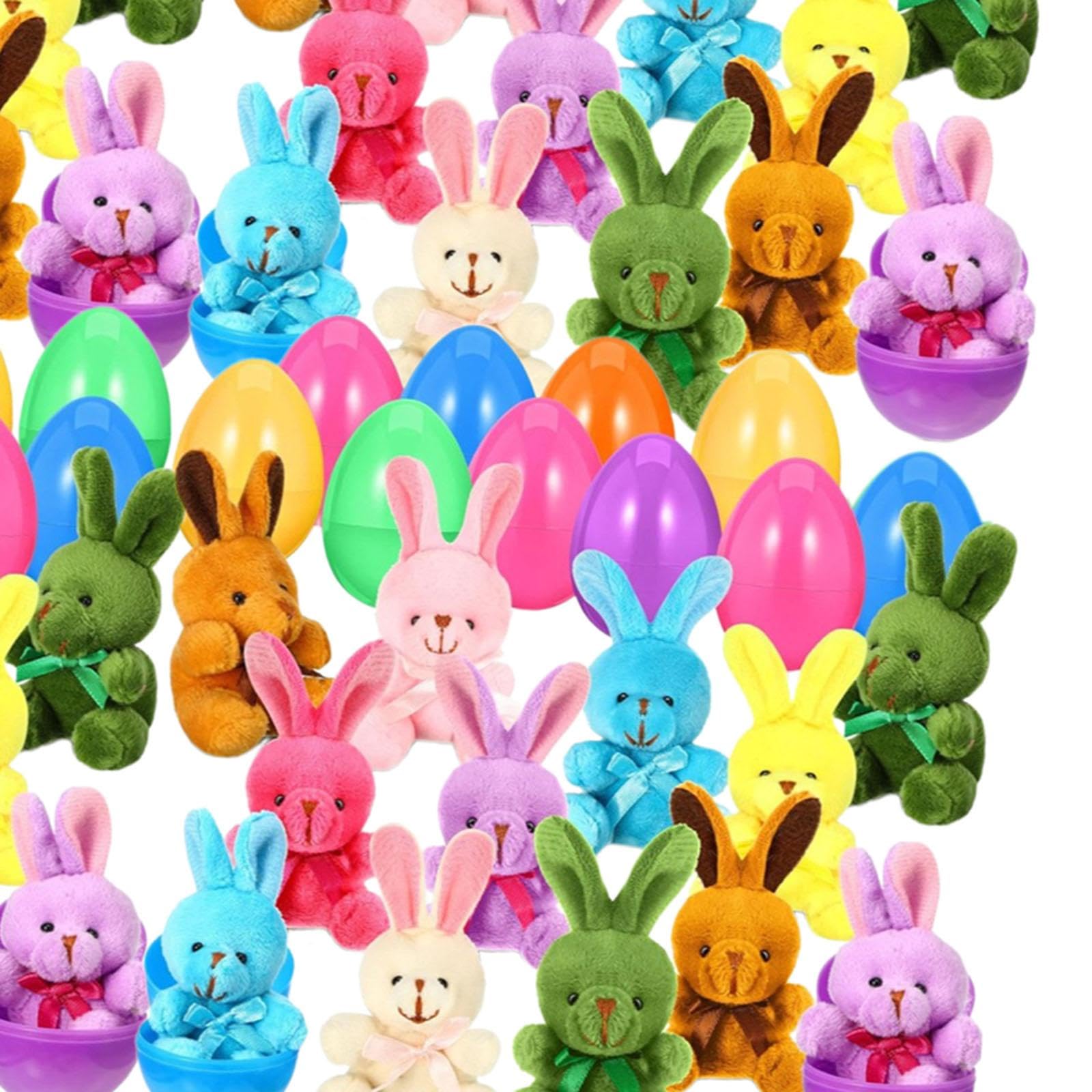 Œufs de Pâques Luxueux avec des Lapins en Peluche, œufs de Pâques Remplis de Jouets Décoratifs, 48 Pièces