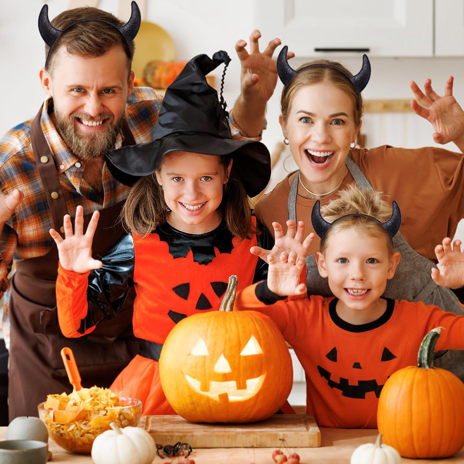 Devil Horns Headband for Women Men,Glitter Red Devils Horns Headband,Halloween Devil Costume Accessories Cosplay - Image 2