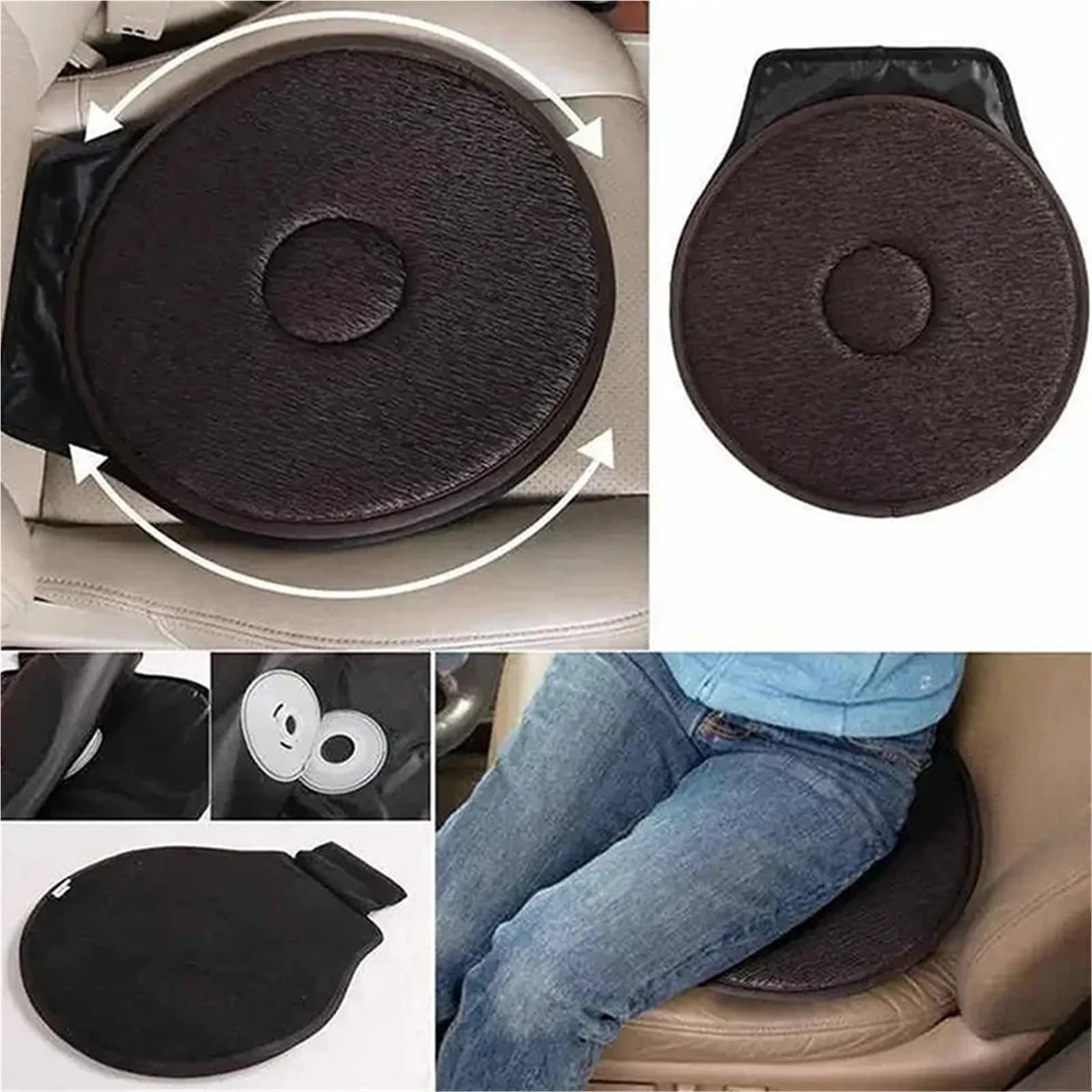 Cojín Giratorio de 360 ​​Grados for Silla de Coche, cojín for Asiento, Ayuda for la Movilidad, cojín Giratorio, Alfombrilla de Espuma viscoelástica portátil para Coches, Asientos(Grey)