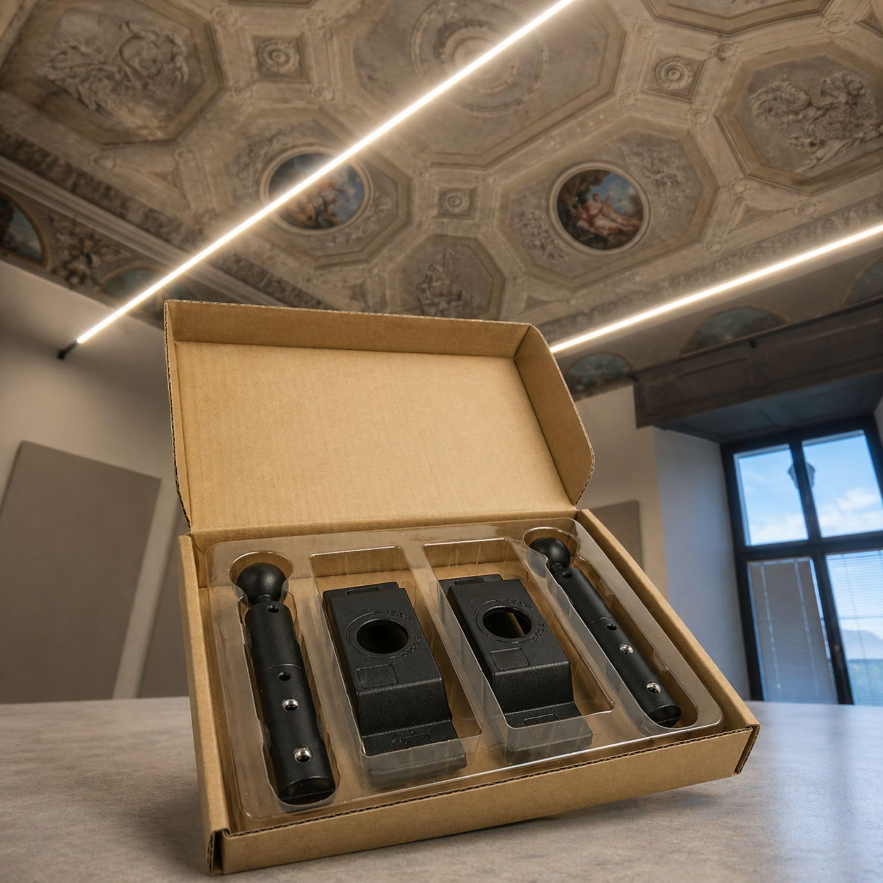 LEDLUX Sistema Illuminazione Cavi Tesi StarLine – Kit Staffe di Fissaggio a Parete per Linee LED a Tensione, Effetto Filo di Luce, Installazione 2 Lati
