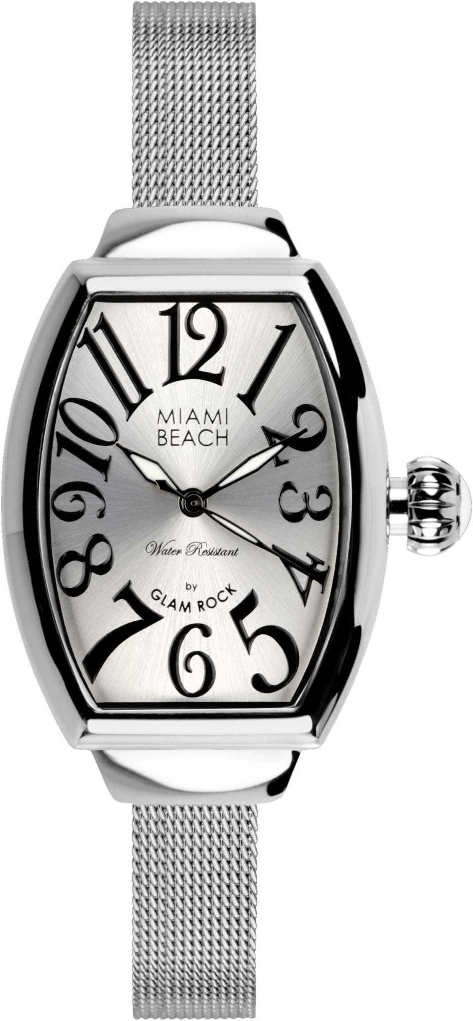Glam Rock Art Deco Collection Women's Quartz Watch with Silver Dial Analogue Display and Silver Stainless Steel Strap 0.96.3052