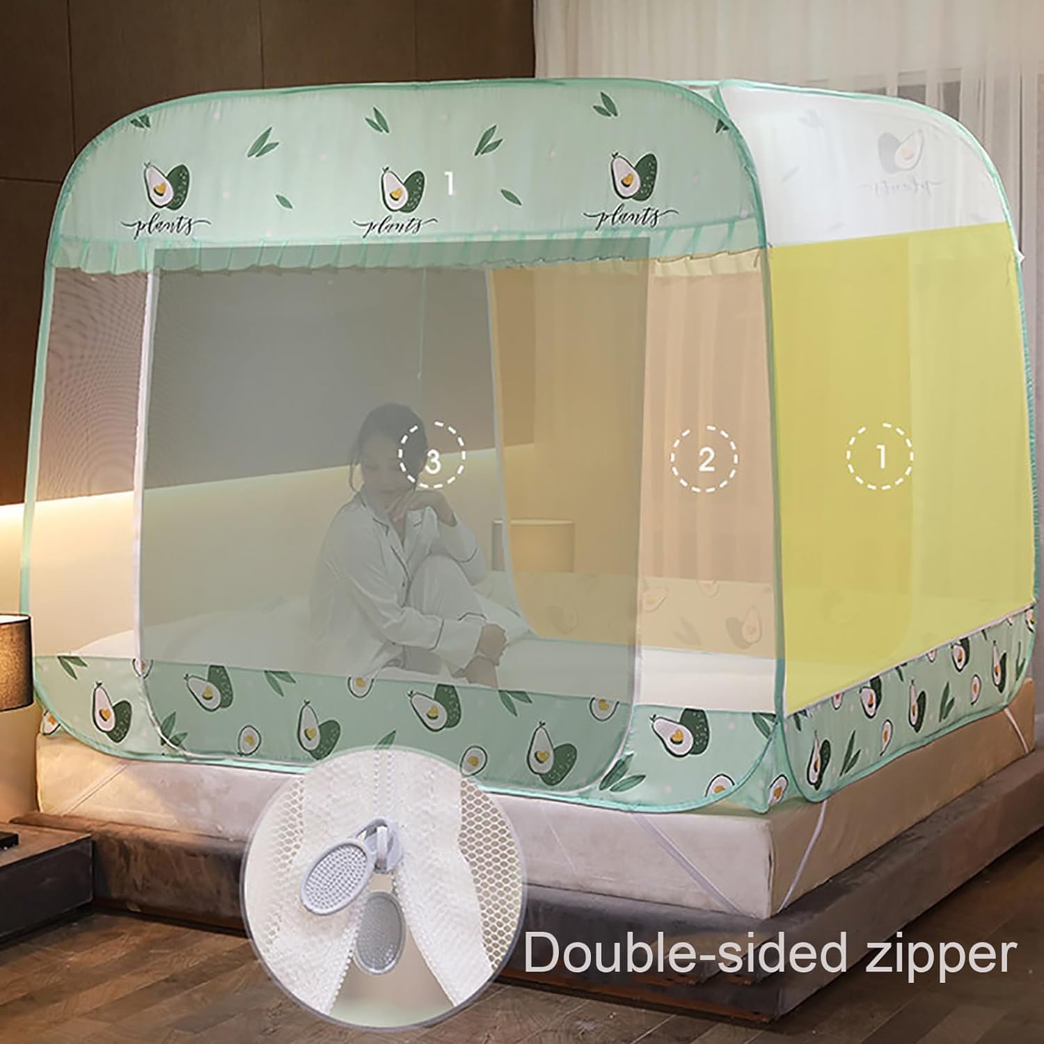 Mosquito Net Tent, Folding Bed Canopy, Double Door with Bed Bottom Outdoor Camping Travel Mosquito Bites(1.8m*2.0m)