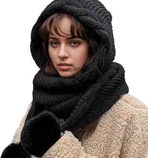 Thicken Knit Ushanka Hat Neck Warmer Set, Plush Windproof Headwear for Cold Weather Hiking Biking Men Women Winter Warm Accessories