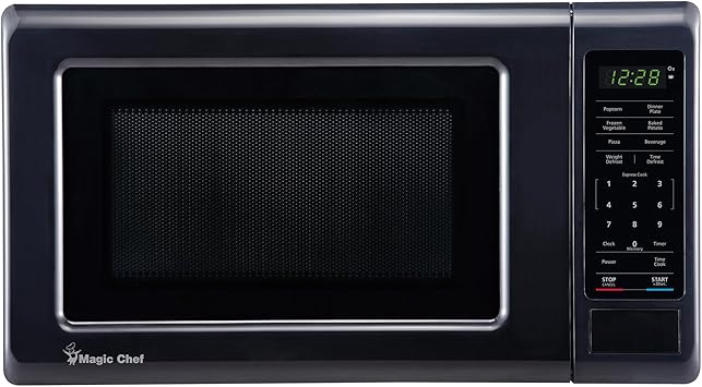 Magic Chef 0.7 cu. ft. Countertop Microwave in Black - 700W 10.1"H x 17"W x 12.5"D MC77MB