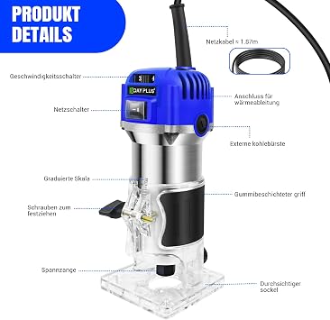 Palm Router Tool Trimmer,Router Table Electric Planer Wood with 15PCS Milling Cutter,Woodworking Handheld Router Wood Router Power Trim Router for Handicraft/Curve Cutting/Wood Slotting