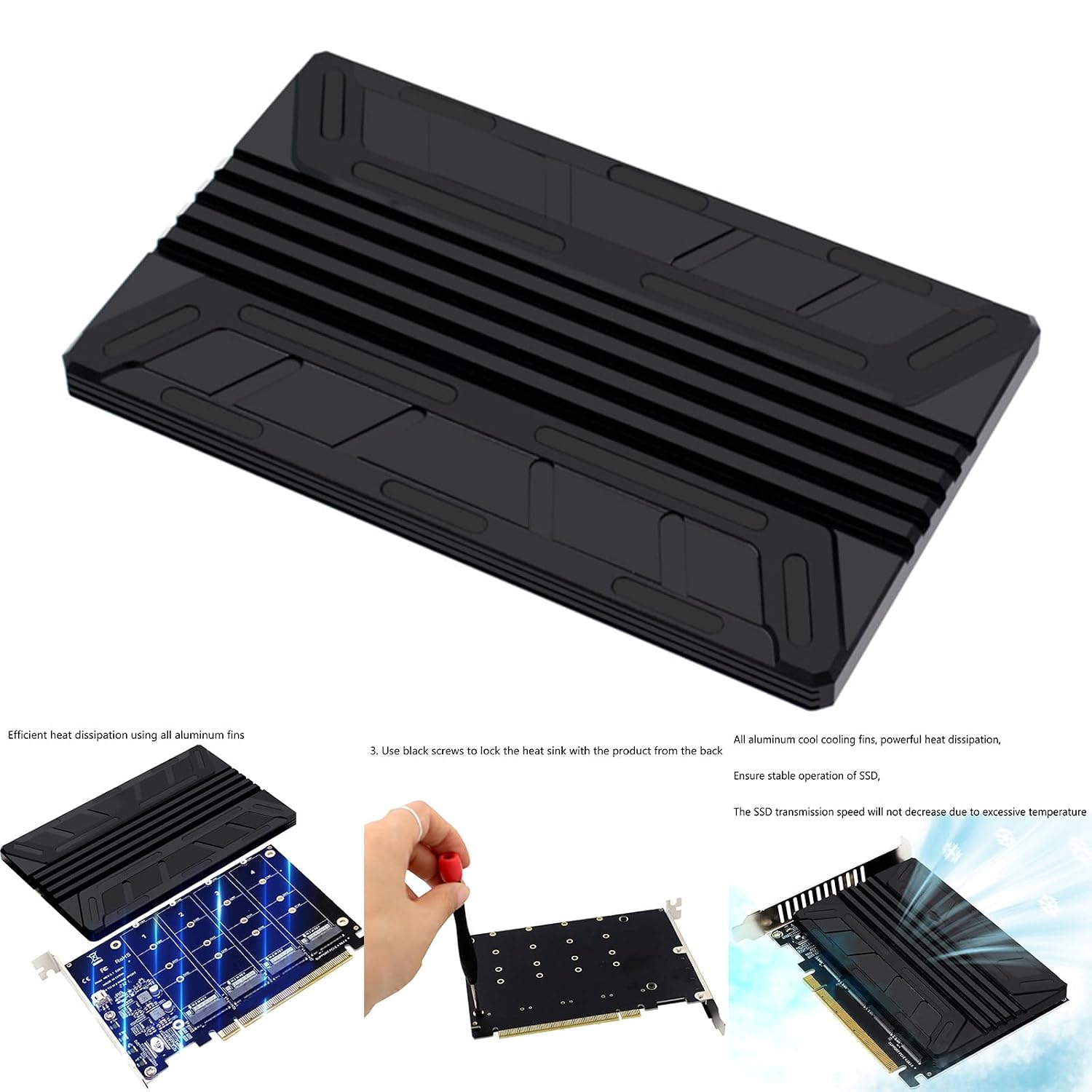 Sleek and Aluminum Alloy MKEY SSD RAID Array Expansion Thermal Pad Cooling Pads Heatsinks Replacements Thermal Management