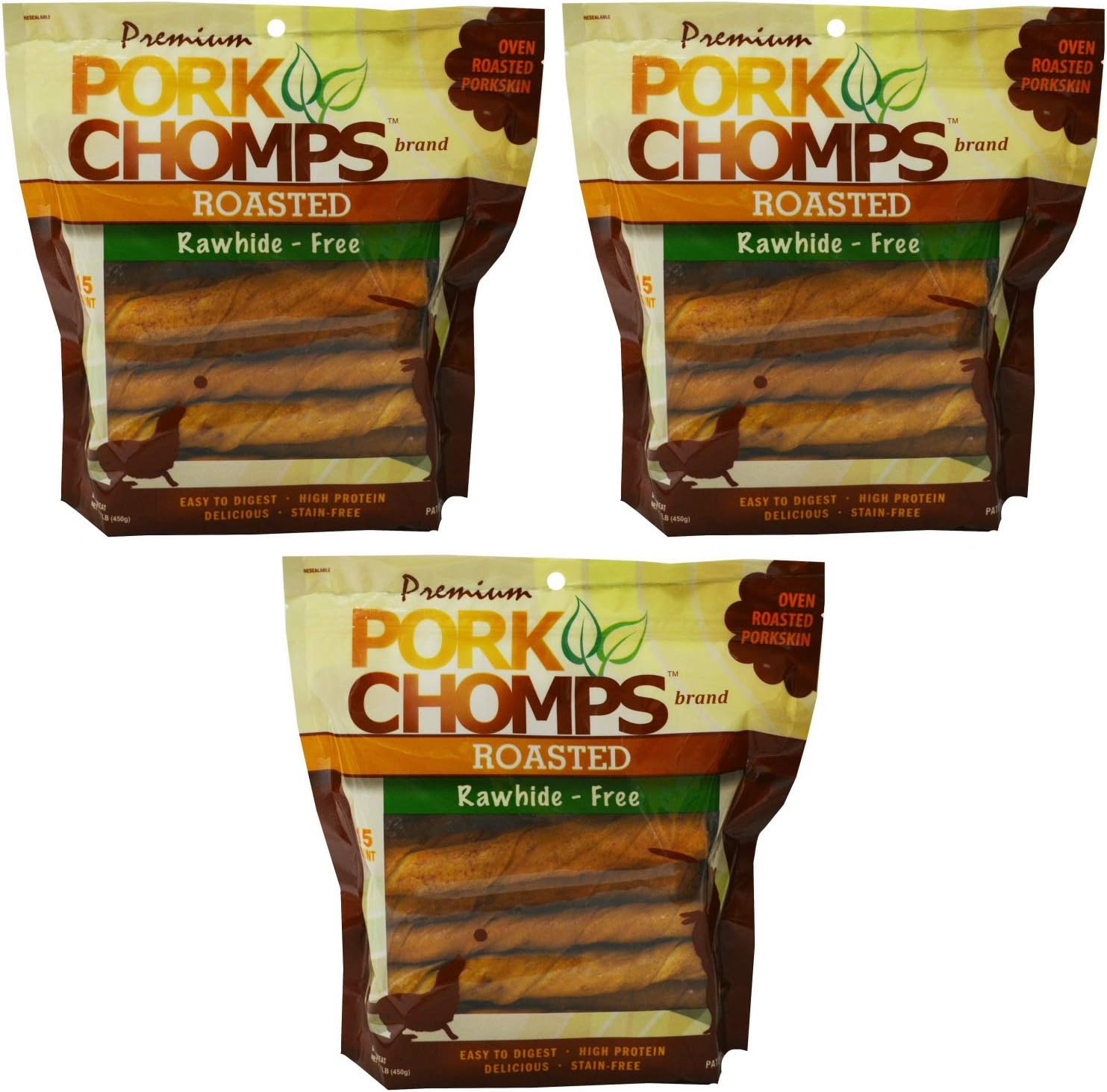 Premium Pork Chomps Roasted Twistz Pork, Large 45ct (3 x 15ct)