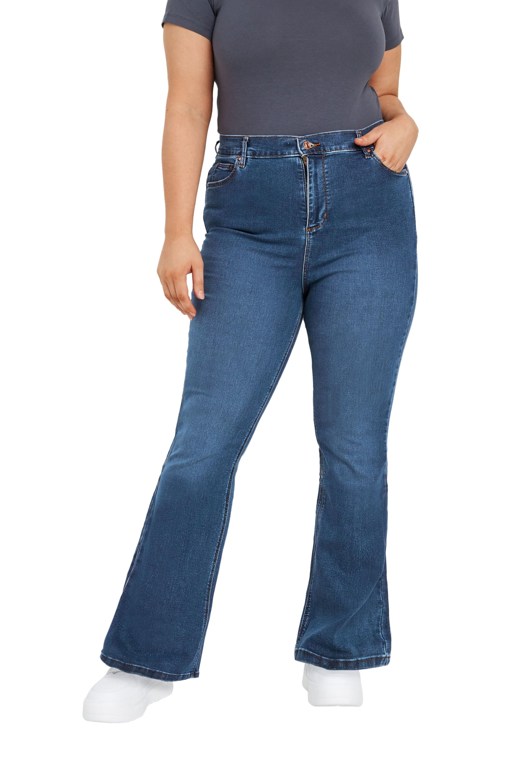 Yours Women's Mid Blue Curve Bootcut Stretch Isla Jeans - Plus Curve 16 Plus