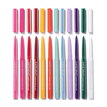 FantasyDay 12Pcs Longwearing Colorful Eyeliner Pencil Waterproof Smudge-proof Ultra-Pigmented Comfortable Smooth Eye Pencil - Holiday Eye Makeup Eyeliner Pen Gift Set Delineadores de Colores Para Ojos