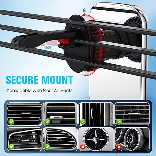 Miniatura 5 de Vebach - Cargador magnético inalámbrico para automóvil, cargador de coche magnético de metal Mag-Safe para montaje de ventilación de aire, cargador