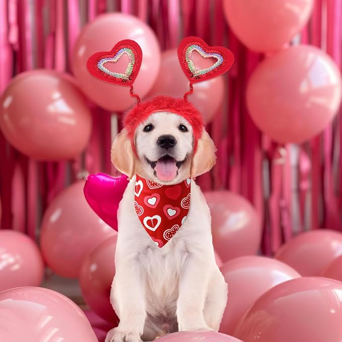 Valentine's Day Dog Headband red Love Dog Headband pet Scarf Holiday Birthday Party Headwear Small and Medium-Sized Dog Clothing Gifts miniatura 7