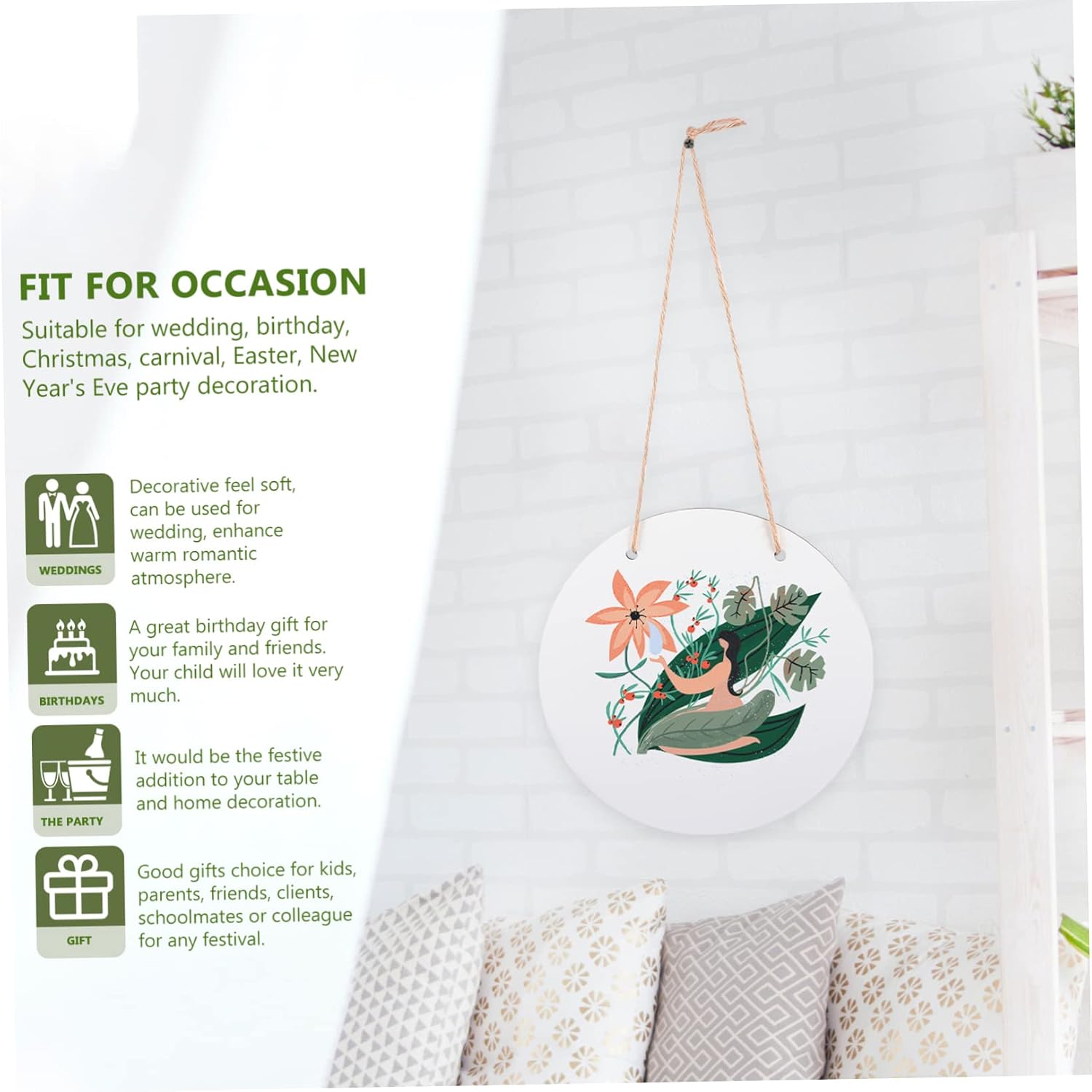 2pcs Sublimation Blank Wood Plaques Door Hanger Rustic Farmhouse Decor DIY Craft Wall Hanging