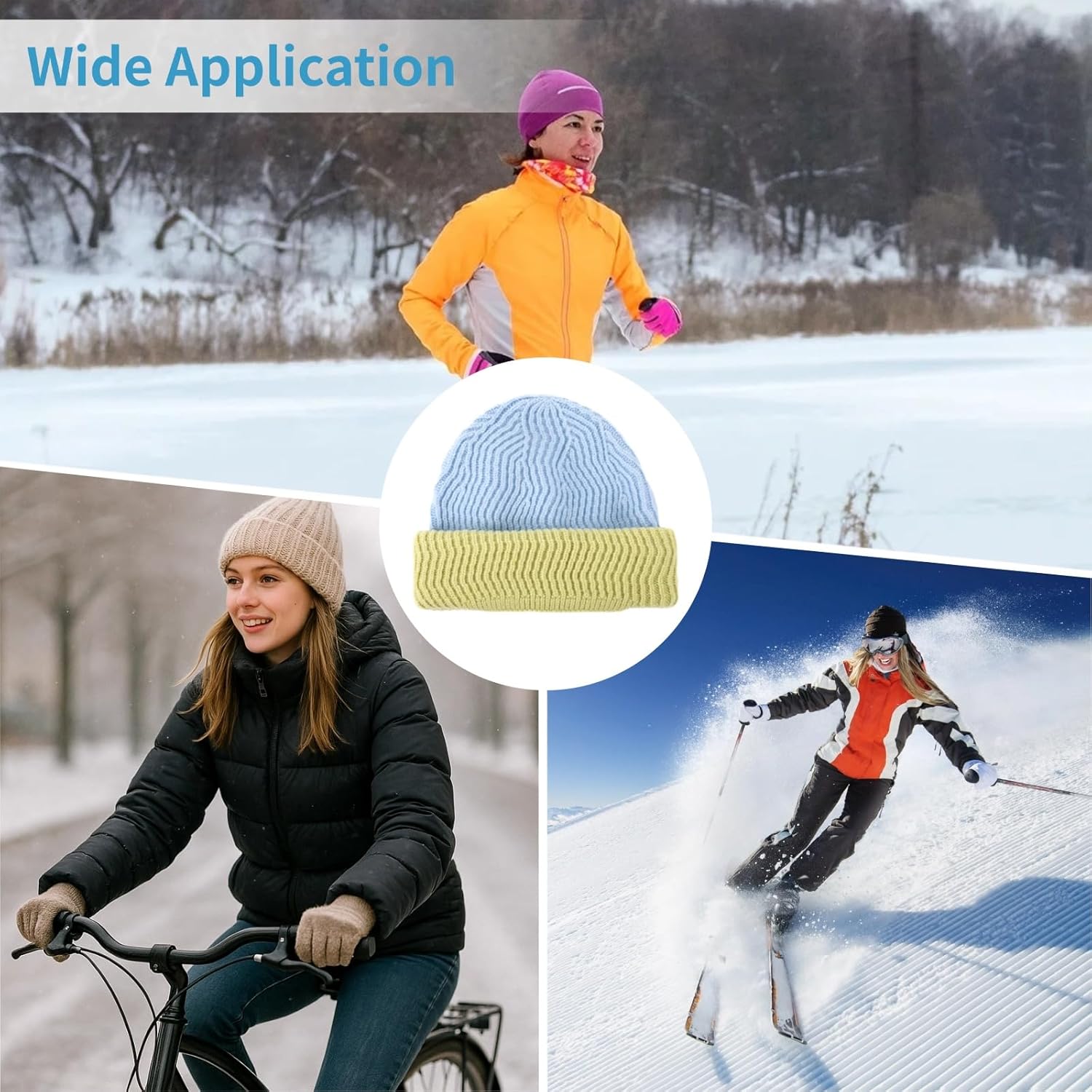 2 in 1 Balaclava Ski Mask Beanie, Winter Warm Knit Hat for Men Women, Foldable Polyester Trendy Beanie, Full Face Cover for Skiing, Cycling, Hiking, Cold Weather Outdoor Headwear - Image 5