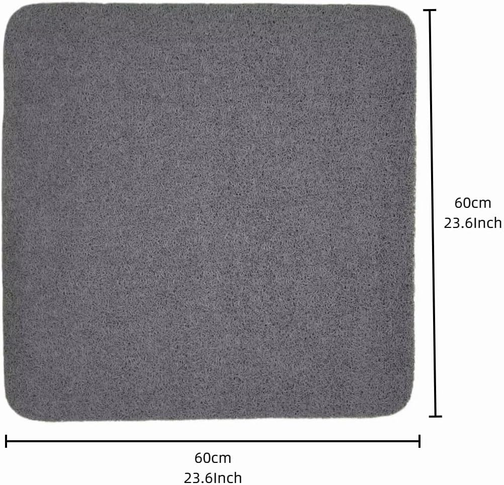 PVC Shower Mat, Non Slip Bath Mat, Anti Slip Bathtub Mat for Tub, Quick Drying PVC Bathroom Floor Mat, Washable Waterproof Suction Bath Mats for Shower & Bathroom (Grey, 24 * 24Inch)