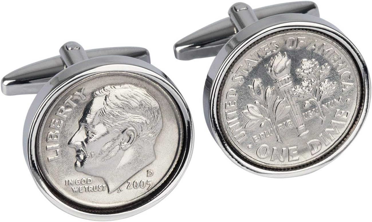 Cufflinks Rhodium Plated 2005 Wedding Anniversary Mint 2005 Coin Cufflinks
