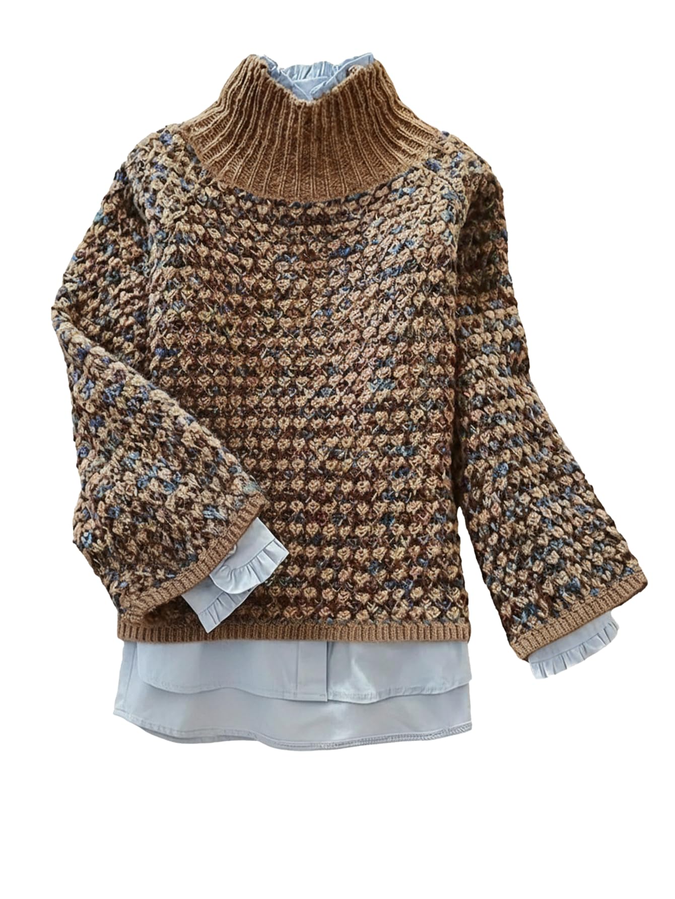 GORGLITTER Womens Vintage Chunky Sweaters Mock Neck Long Sleeve Knit Pullover Fall Winter Trendy Jumper Tops
