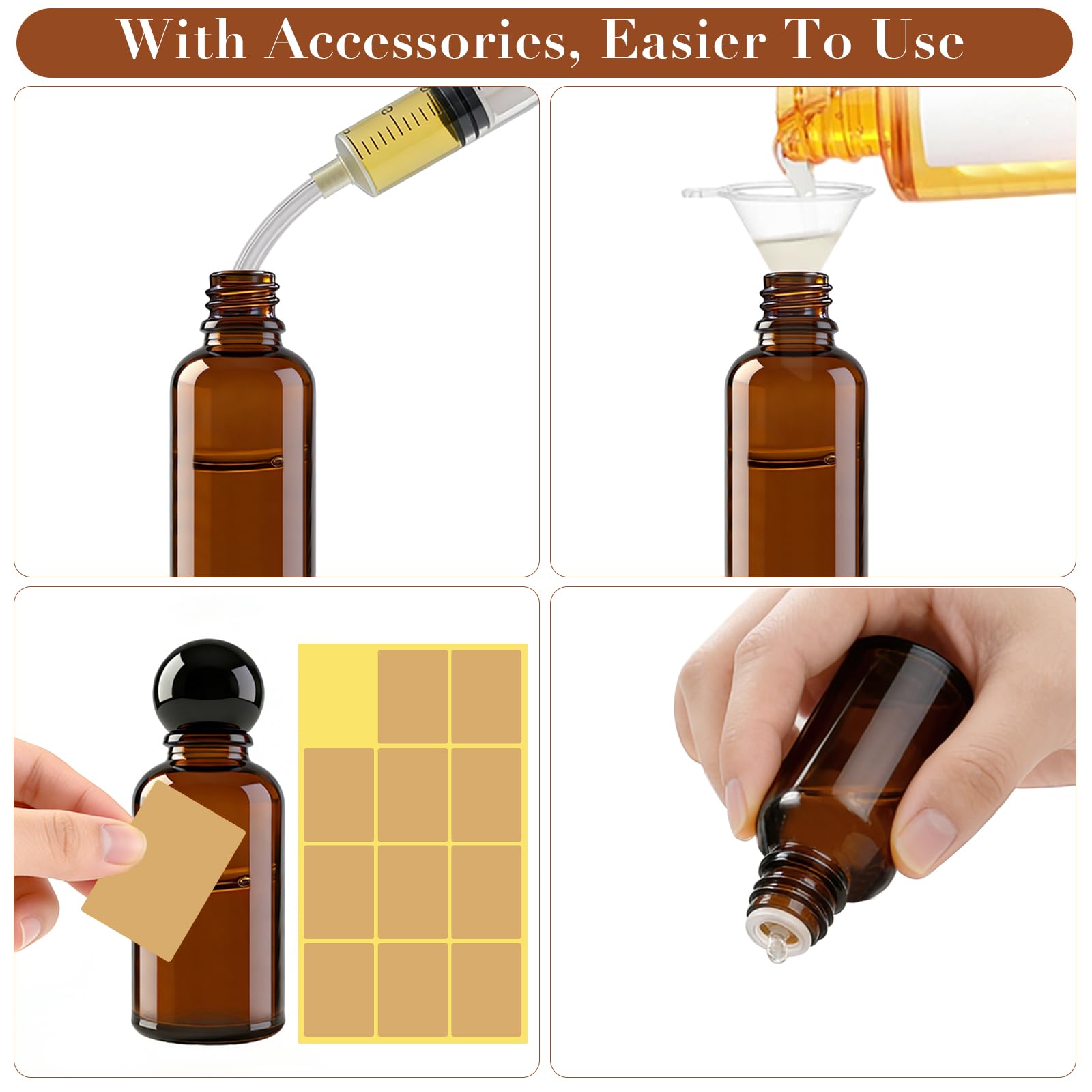 6 sztuk butelek z pipetą szklana butelka 30 ml (8 x 30 ml)