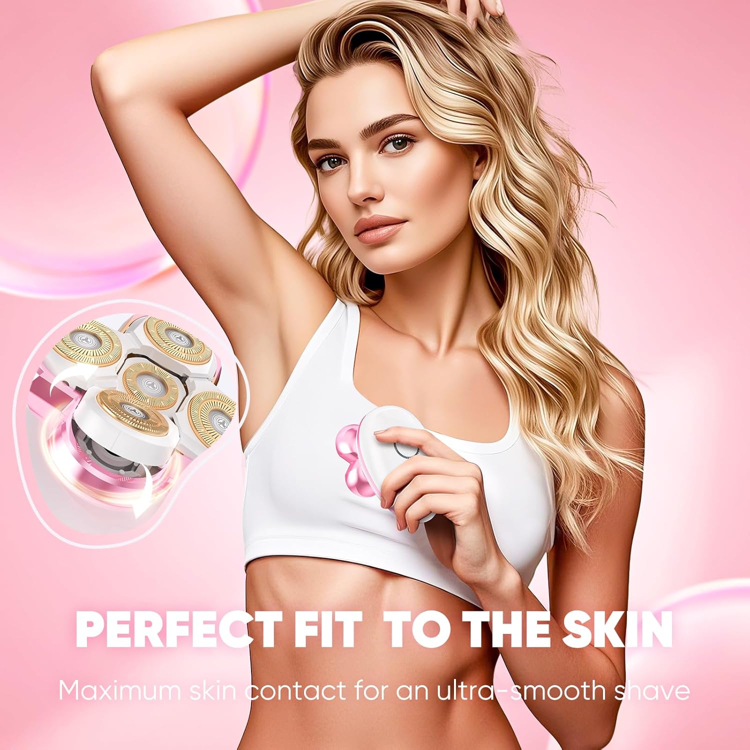 Electric Razors for Women - Upgraded Magnetic Electric Shaver for Women, Cordless Painless Hair Remover for Legs Bikini Face, Lady Trimmer for Sensitive Skin, Detachable and Waterproof, Pink - Image 2