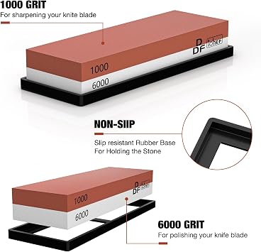 DDF IohEF Sharpening Stone 1000/6000 Grit, 2-in-1 Double-Sided Sharpener