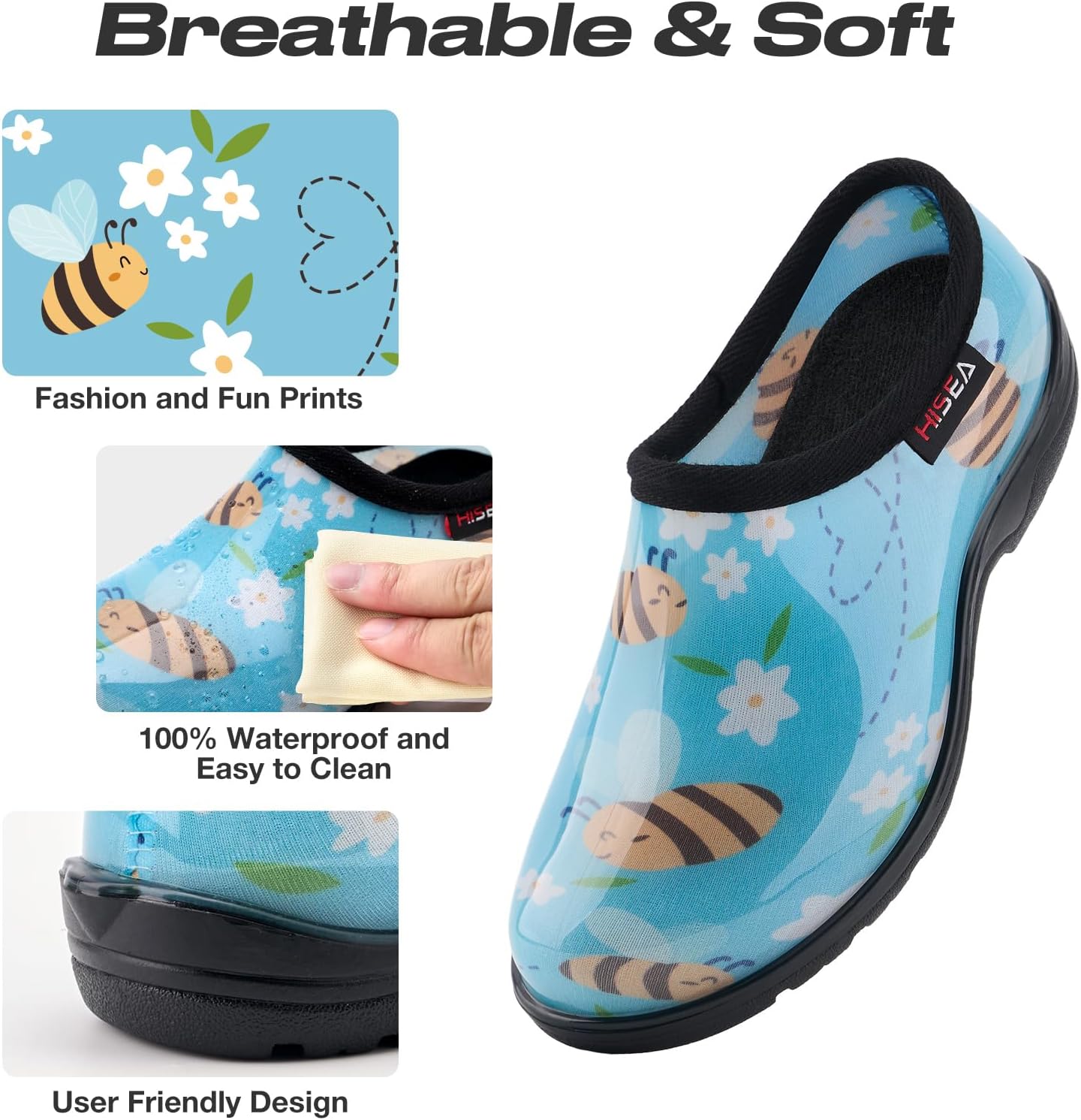 HISEA Waterproof Garden Shoe for Women Outdoor Slip-On Rain Boots Rubber... - Picture 52 of 55