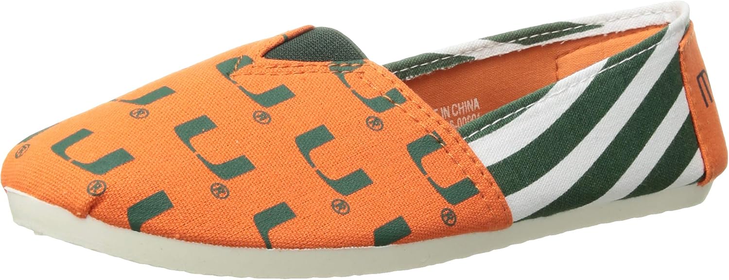 FOCO Miami Hurricanes NCAA Womens Stripe Canvas Shoes - XL