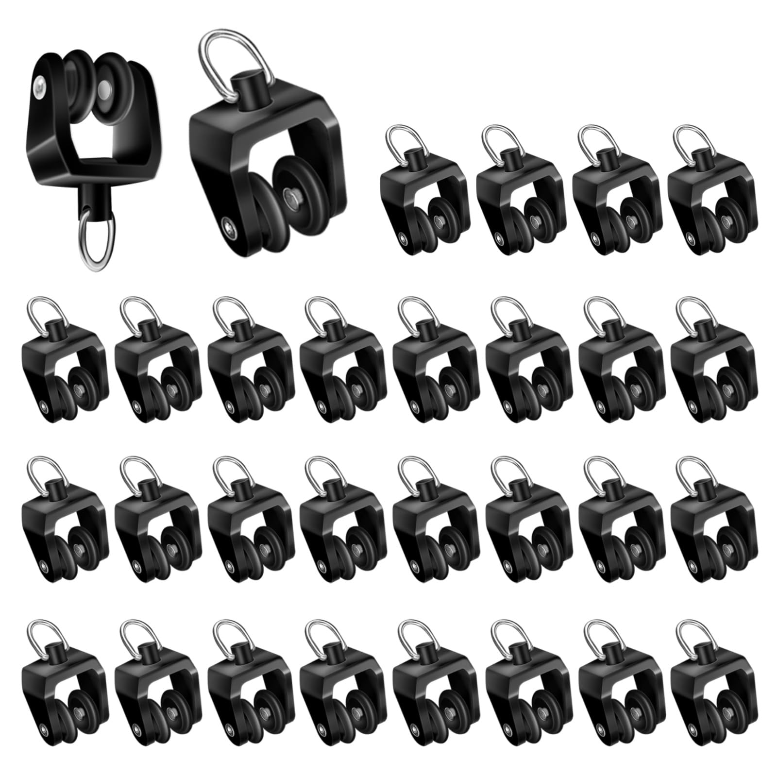 KOLAKO Curtain Track Rollers, Pack of 30 Flexible Bendable Curtain Track Gliders Drapery Rail Sliding Curtain Track Runners Twin Wheels Plastic Curtains Rollers for RV Window Shower Curtain Track