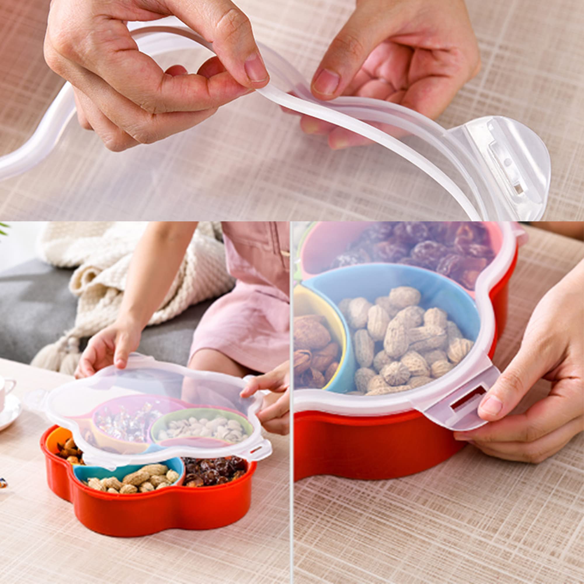 Scatola Porta Snack, Vassoio Porta Snack A Forma Di Fiore Con Coperchio Scatola Porta Alimenti~p151735973