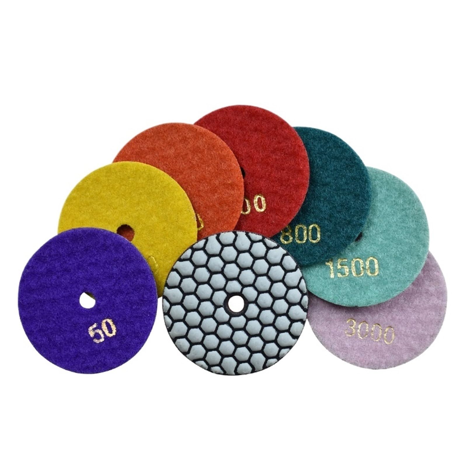 80mm na sucho/mokro 3 "nakładki polerskie do polerki do kamienia 7-stopniowy zestaw polerski z haczykiem i pętelką dysk z elastycznym(1500,10 Pcs)