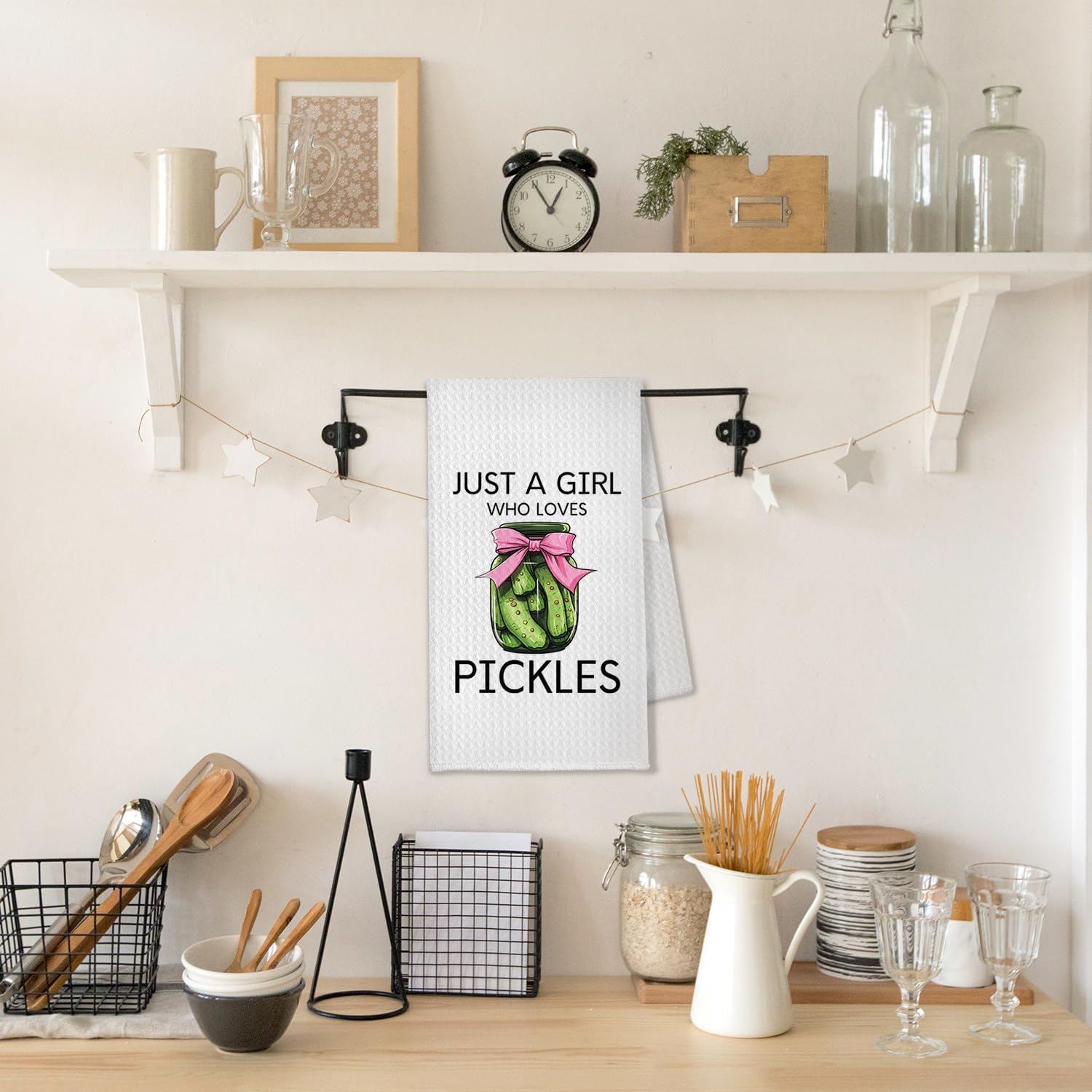 Just a Girl Who Loves Pickles Kitchen Towels, Pickle Gifts for Pickle Lovers Dish Towels Tea Towels, Pickle Gifts for Women, Pickle Themed Gifts, Pickle Decorations Hand Towels, 16x24 Inch - Image 5