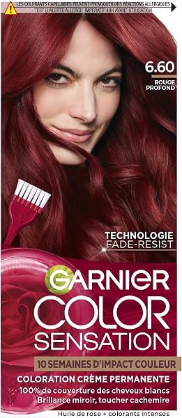Garnier Color Sensation Coloration - Rouge Profond 6.60 - Coloration Crème Permanente -Tous Types de Cheveux - Couleur jusqu'à 10 Semaines & Couvre les Cheveux Blancs 100% - 1