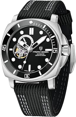Pagani Design Watches for Men Skeleton Dial Automatic Watch Tourbillon Men Mechanical Wristwatches Stainless Steel 200M Waterproof Sapphire Crystal Leather Strap