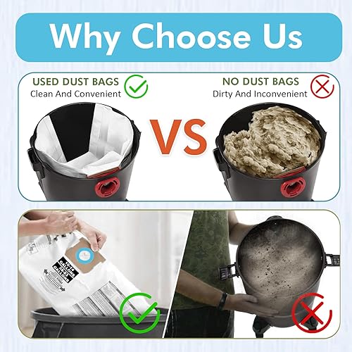 Miniatura 6 de Paquete de 15 bolsas de vacío VF2005 compatibles con bolsas de aspiradora de 10 a 14 galones, tipo F/I 90662, 9066233, 90672, 9067211, bolsa de