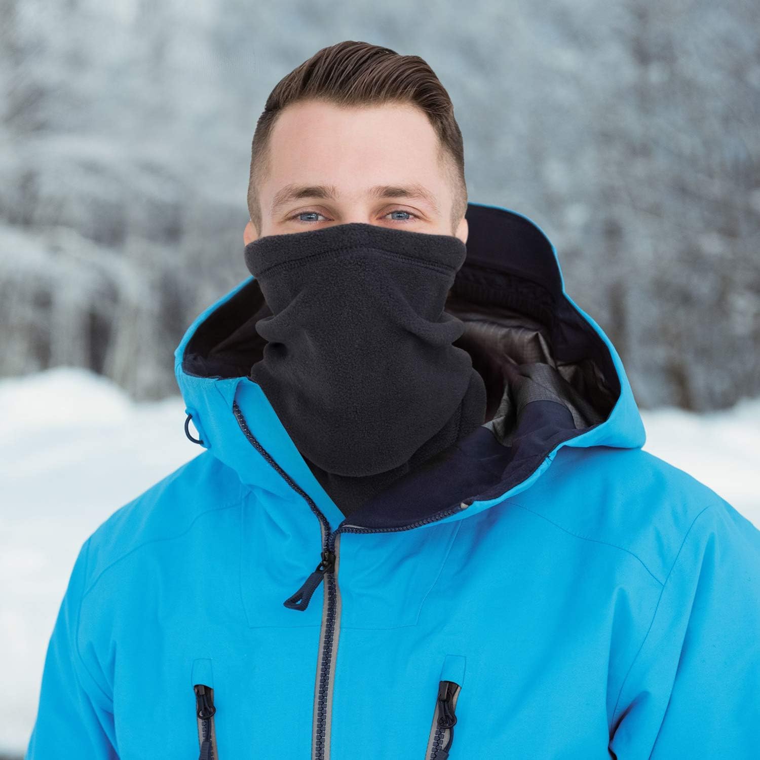 YOSUNPING Windproof Fleece Neck Gaiter Warmer Face Scarves Mask for Cold Weather Winter Keep Warm Scarf Wrap for Ski Snowboard Motorbike Cycling Camping Hiking Fishing Men Women Blcak+Mars Green : Sports & Outdoors