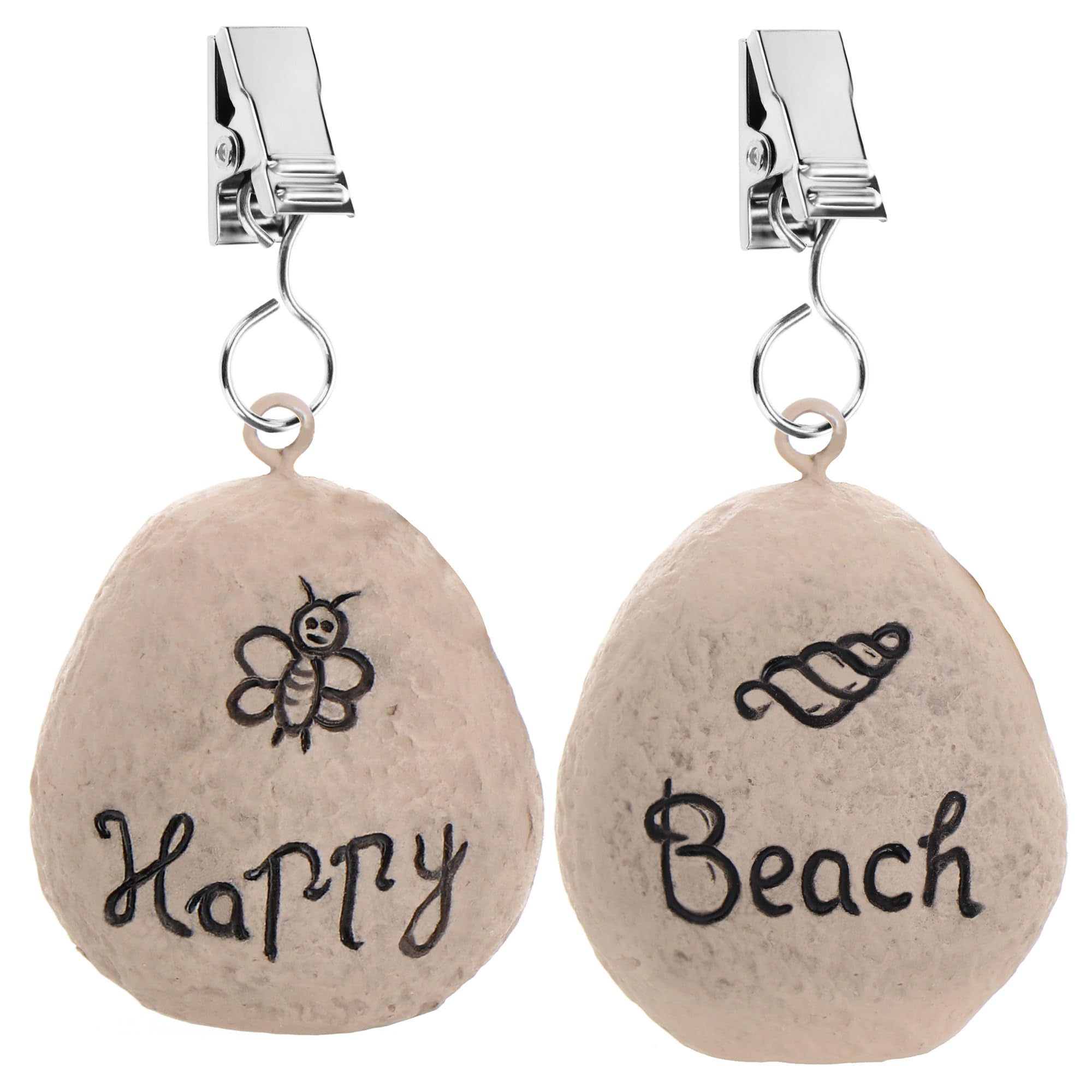 Com-four® Pesos para Mantel 8X - Resistentes a la Intemperie con Clip - Aspecto de Piedra y Diseño de Playa - Aprox. 30g (Grau - Steine)